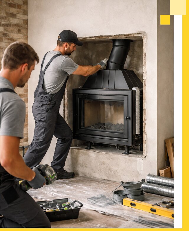Установка каминных топок в Курчатове: монтаж, подключение