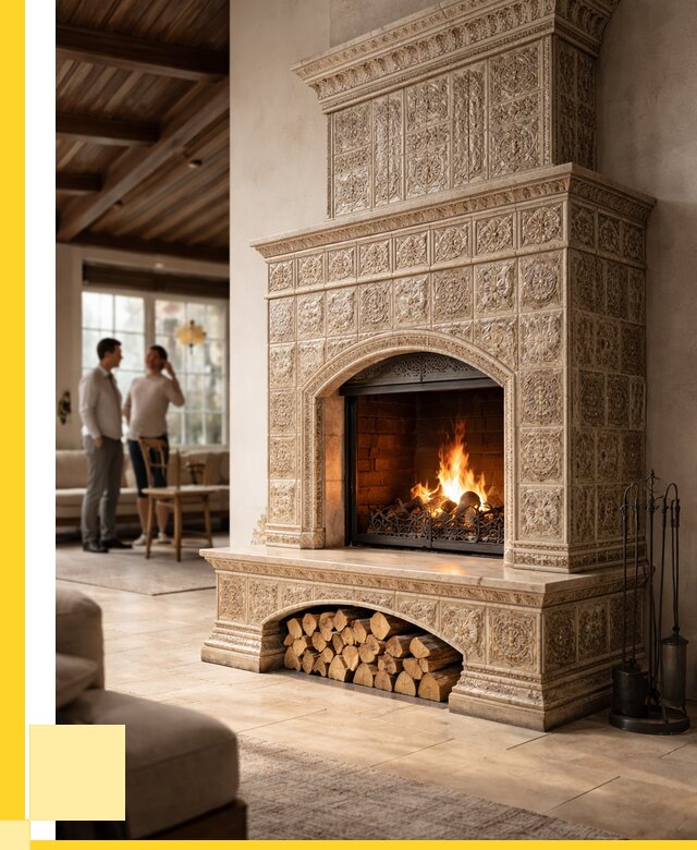 Купить изразцовый камин в Курчатове от 254700 р. | ЭриданКрч