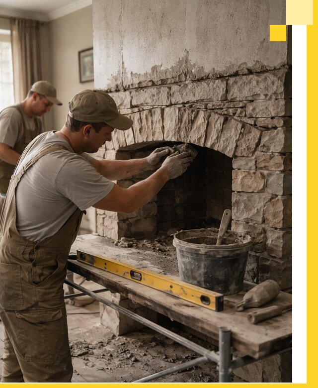 Изготовление каминов под ключ в Курчатове, монтаж и отделка