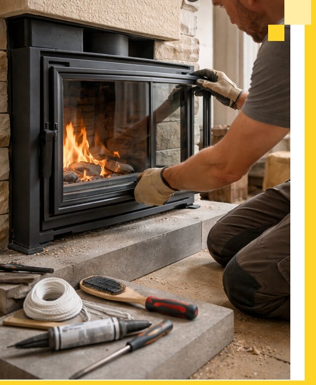 Производство, монтаж и доставка каминов со стеклом в Курчатове