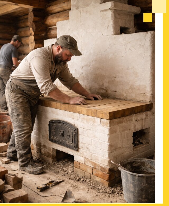 Проектирование и установка русской печи с лежанкой в Курчатове