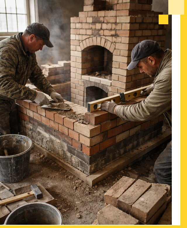 Изготовление и монтаж печей и каминов из кирпича в Курчатове