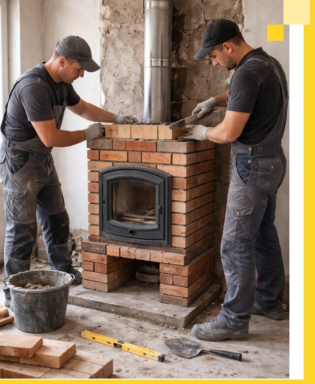 Монтаж печи камина под ключ в Курчатове с гарантией и пусконаладкой