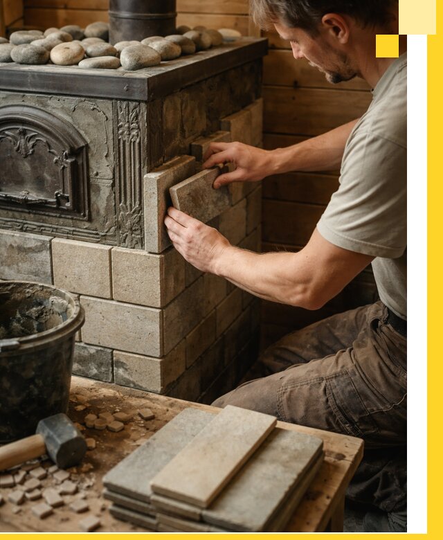 Облицовка банных печей в Курчатове профессиональная отделка