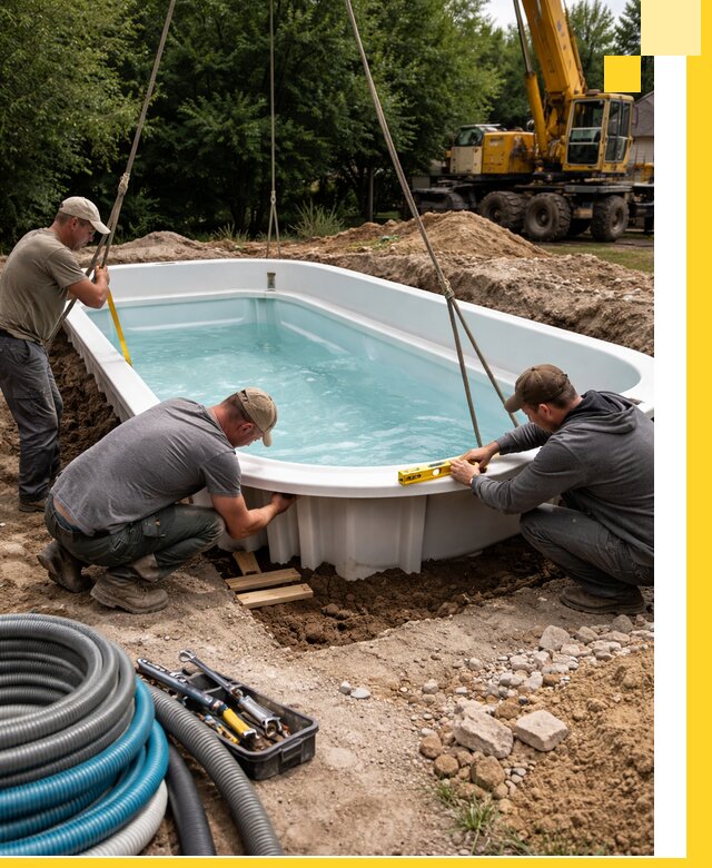 Установка и монтаж композитных бассейнов под ключ в Курчатове