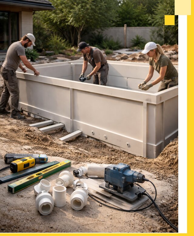 Установка полипропиленовых бассейнов под ключ в Курчатове