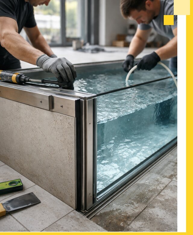 Проектирование и монтаж стеклянных бассейнов в Курчатове