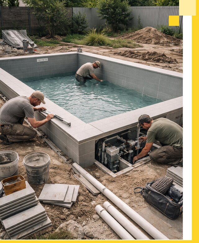 Строительство и монтаж бассейнов для дачи под ключ в Курчатове