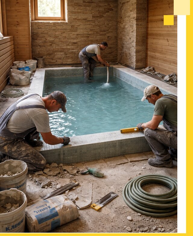 Проектирование и строительство бассейнов для бани в Курчатове