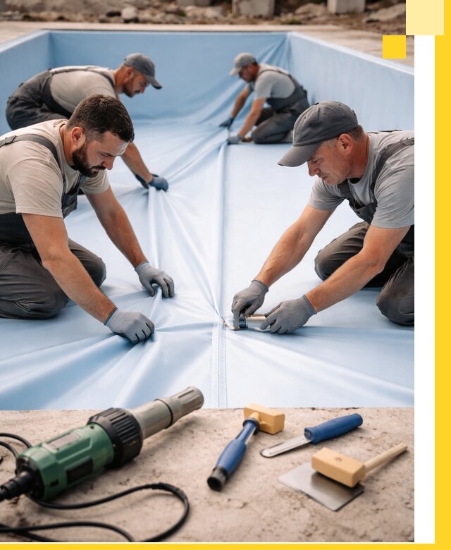 ПВХ пленка для бассейнов с монтажом и гарантией в Курчатове