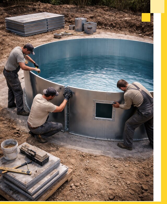 Круглые бассейны под ключ в Курчатове проектирование и монтаж