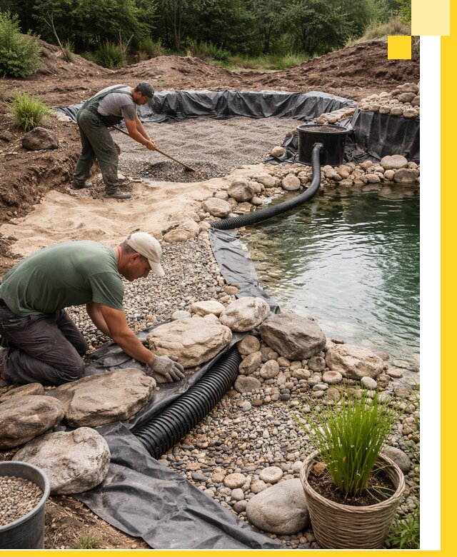 Строительство природных бассейнов и озер в Курчатове под ключ