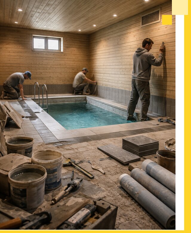 Строительство бани с бассейном и сауной под ключ в Курчатове