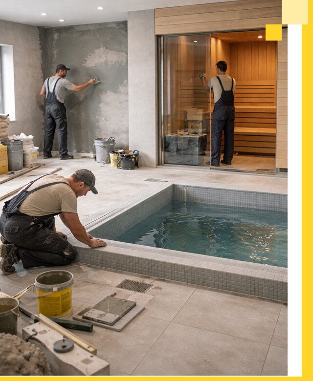 Проектирование и строительство сауны с бассейном в Курчатове