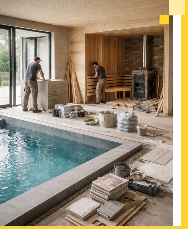 Проектирование и строительство бань с бассейном в Курчатове