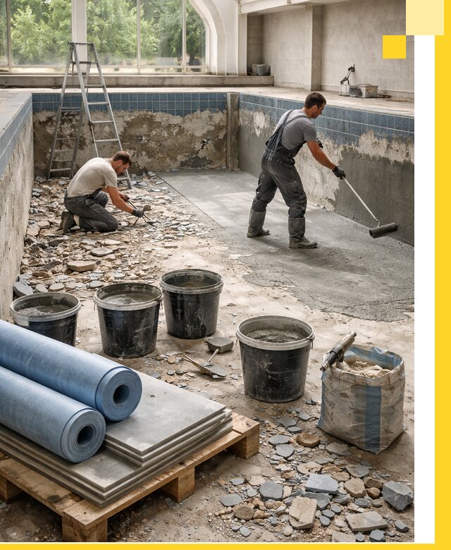 Реконструкция бассейнов в Курчатове: ремонт, гидроизоляция