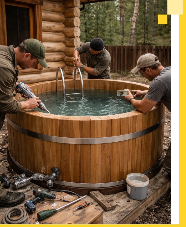 Строительство бань с купелью под ключ и отделкой в Курчатове