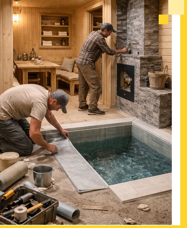 Строительство бань с комнатой отдыха под ключ в Курчатове