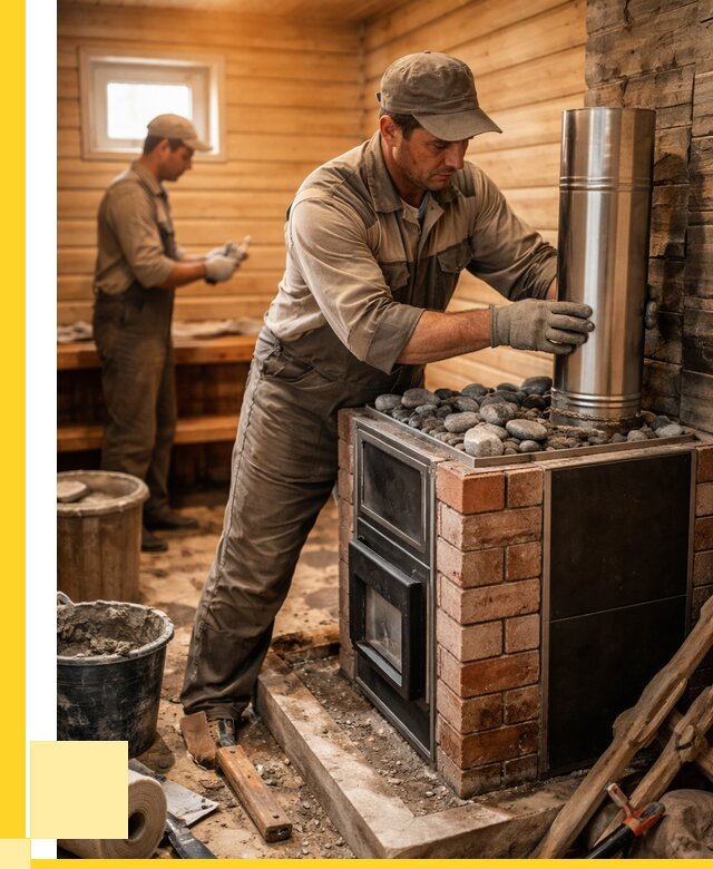 Монтаж печи в бане под ключ в Курчатове от 20376 р. | ЭриданКрч