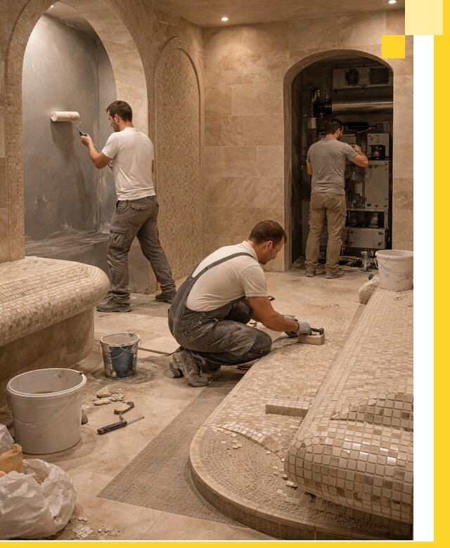 Строительство бани с хамамом и бассейном под ключ в Курчатове