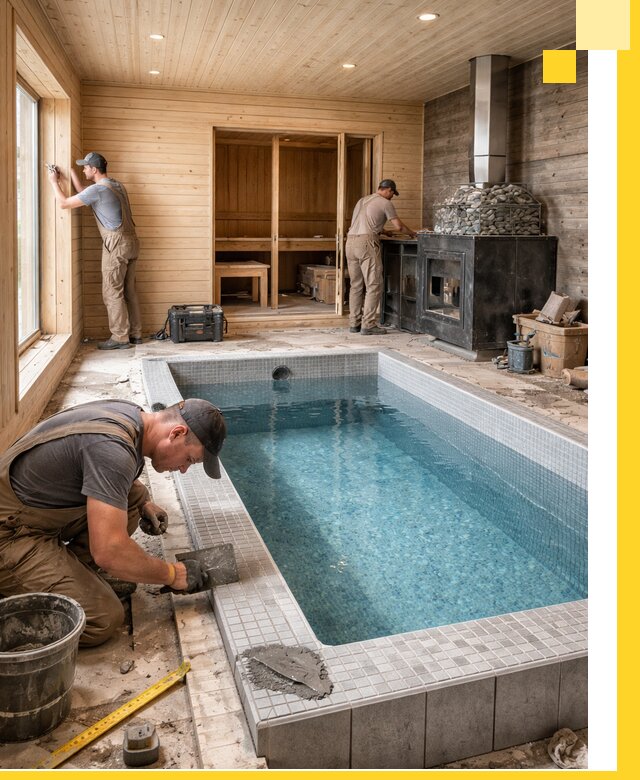 Проект бани с бассейном и сауной в Курчатове под ключ