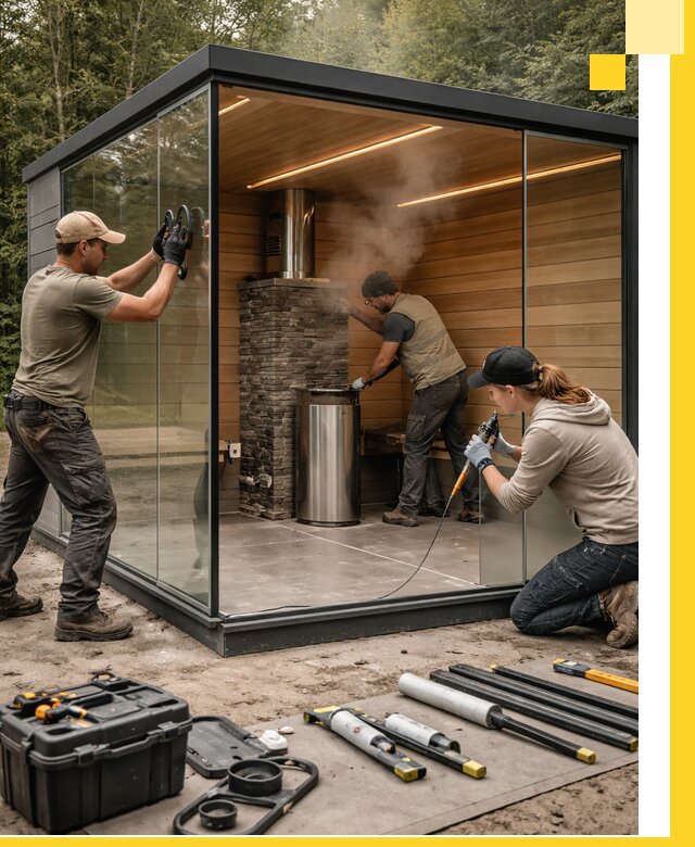 Проектирование и строительство стеклянных бань в Курчатове