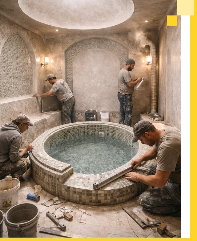 Профессиональное строительство хамама с бассейном в Курчатове под ключ