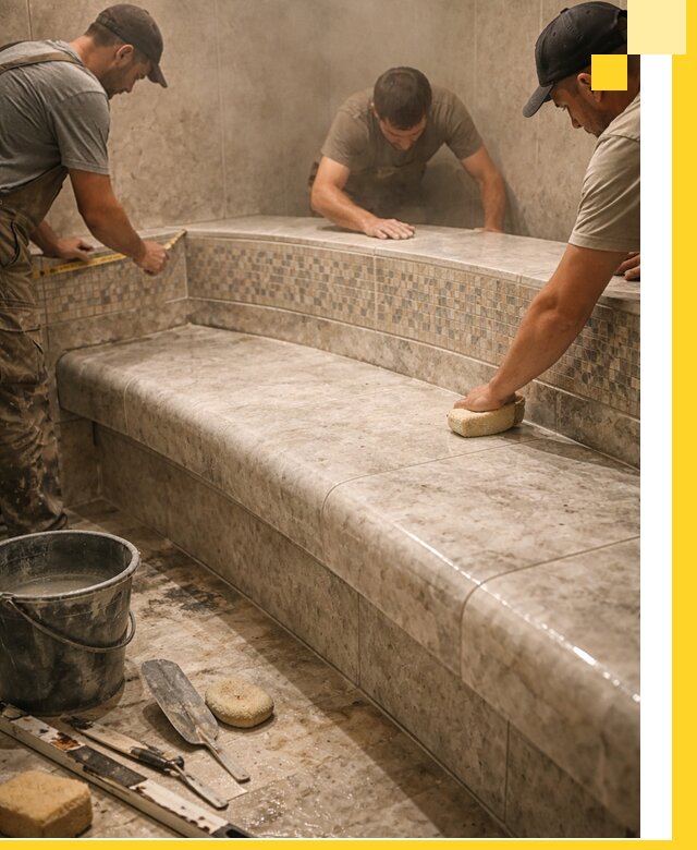 Изготовление и установка сидений для хамама в Курчатове