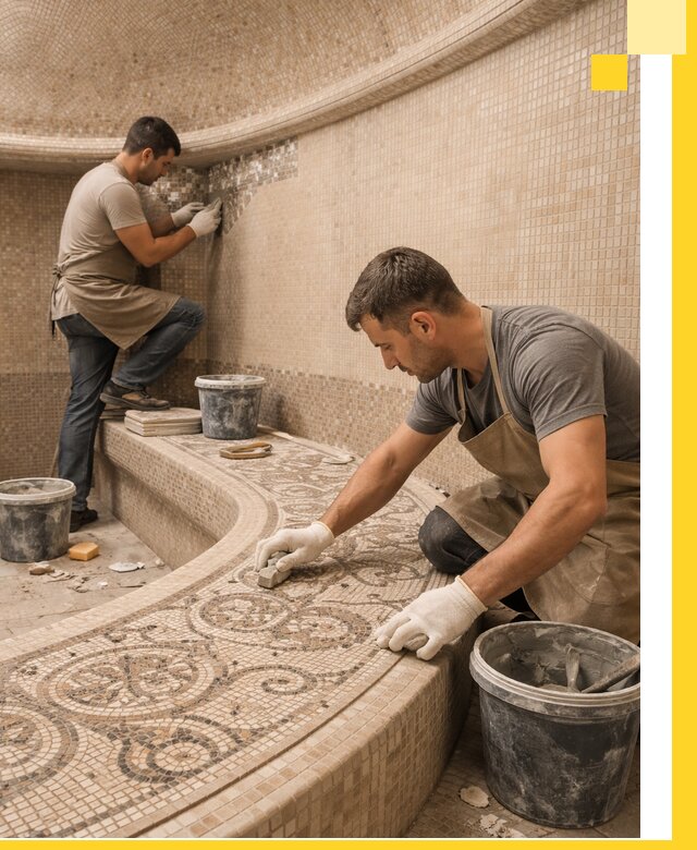 Плитка для хамама в Курчатове, укладка, подбор и поставка