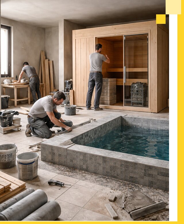 SPA зоны под ключ с бассейном сауной и печью в Курчатове